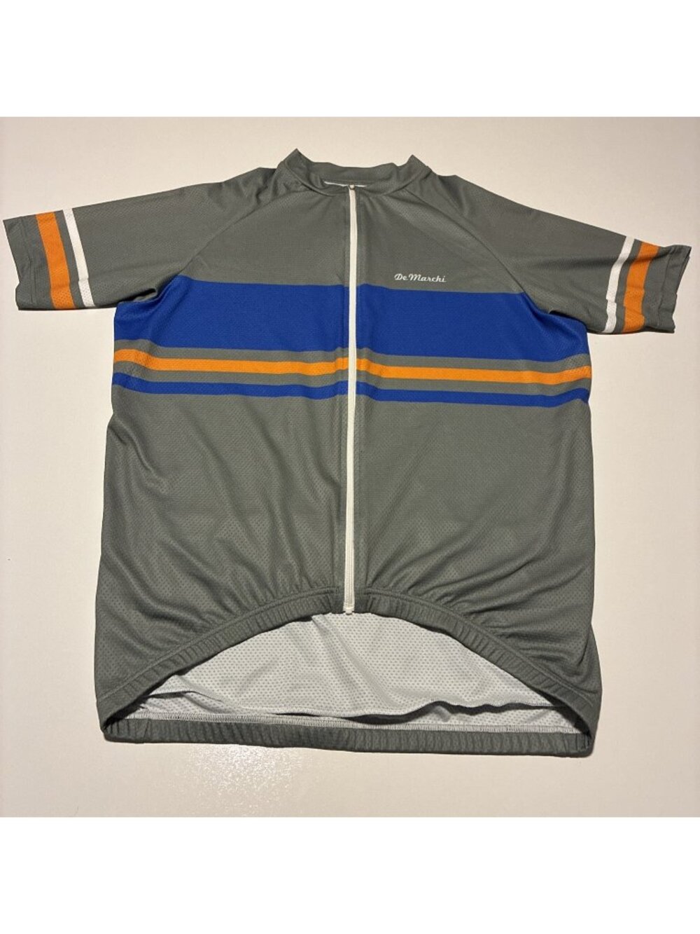 De Marchi Men's Cycling Jersey Sz-Large Gray Blue Orange Full Zip Made In Italy